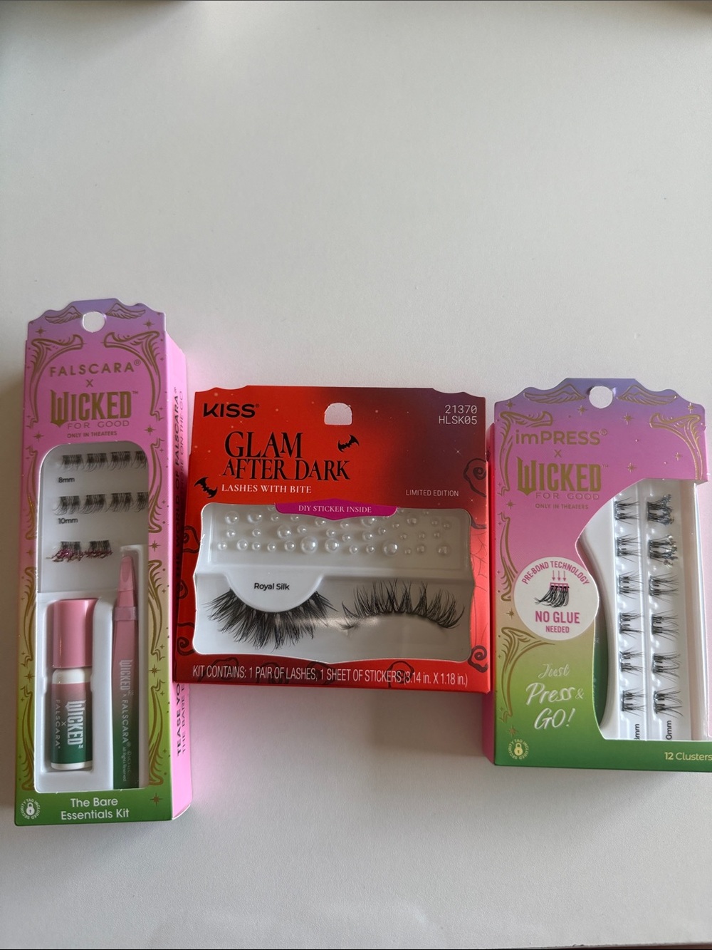 Kiss Glam After Dark & Assorted Lash Kits - Black, Pink, Green